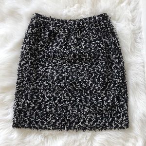 St John Couture Mini Stretch Fitted Skirt Black White xs small